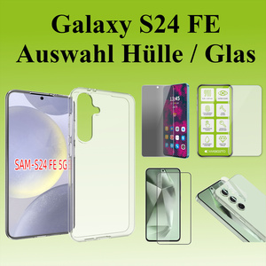 Fr Samsung Galaxy S24 FE 5G Silikon TPU Hlle Transparent H9 Hart Glas AUSWAHL