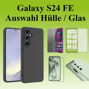 F�r Samsung Galaxy S24 FE 5G Silikon TPU H�lle Schwarz Hart Glas Panzer AUSWAHL