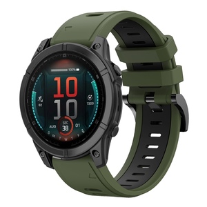 Fr Garmin Fenix E 47mm Zweifarbiges Silikon Armband D- Grn / Schwarz