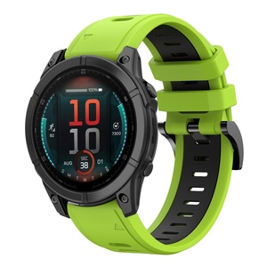 Fr Garmin Fenix E 47mm Zweifarbiges Silikon Armband H- Grn / Schwarz