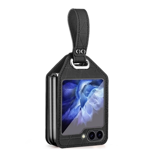 F�r Samsung Galaxy Z Flip7 FE / Flip6 5G Electroplating PC Hybrid Kunstleder H�lle mit Armband