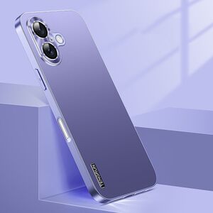 F�r Apple iPhone 16 Feinmattes Metall Optik Design Handy H�lle Lila
