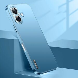 F�r Apple iPhone 16 Feinmattes Metall Optik Design Handy H�lle H- Blau