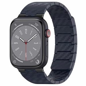 F�r Apple Watch SE 2023 44mm Carbonfaser Magnetisches Armband Blau