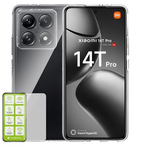 F�r Xiaomi 14T Pro Silikon TPU Schutz H�lle Transparent + H9 Hart Glas