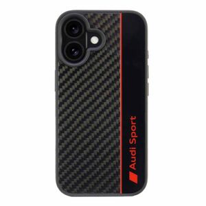 Audi Apple iPhone 16 Carbon Fiber Stripe Hardcase Hlle Schwarz