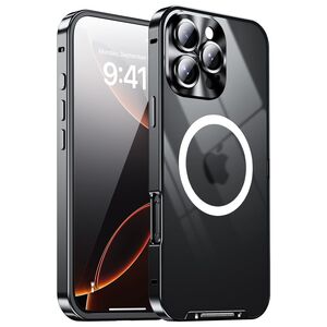 F�r Apple iPhone 16 Pro Magsafe Metall Design Schutz H�lle Schwarz