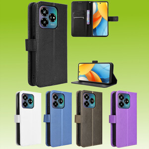 Fr verschiedene Smartphones Diamantstruktur Book Wallet Kunstleder Hlle Tasche