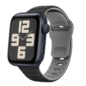 F�r Apple Watch SE 2023 40mm Silikon Wellenstruktur Armband Schwarz