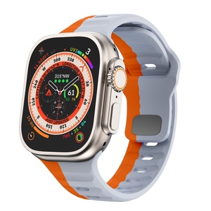 Fr Apple Watch Ultra 2 / 1 49mm Silikon Design Wellen Armband Orange