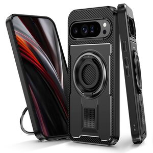 Fr Google Pixel 9 Pro XL Carbonfaser Ringhalter Hybrid TPU Hlle Case