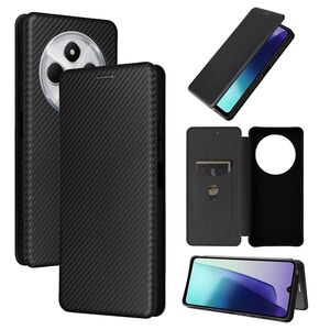 Fr Xiaomi Redmi 14C Carbon Faser Flip Design Schutz Hlle Schwarz