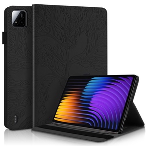 F�r Xiaomi Pad 7 / 7 Pro Baum Muster Kunstleder Book Tasche Schwarz