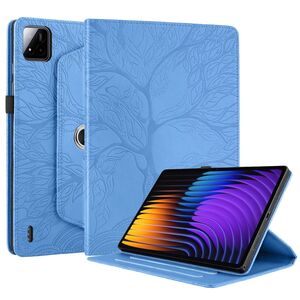Fr Xiaomi Pad 7 / 7 Pro 360 Grad Baum Motiv Kunstleder Tasche Blau