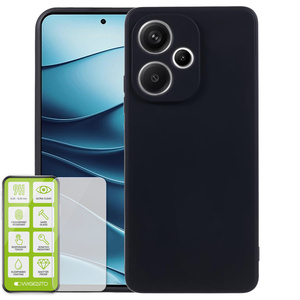 F�r Xiaomi Redmi Note 14 5G Silikon TPU H�lle Schwarz + H9 Hart Glas