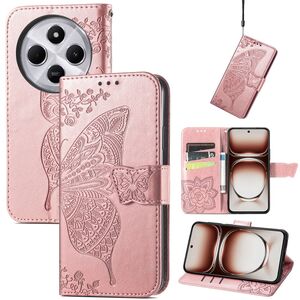 Fr Xiaomi Redmi 14C Kunstleder Book Wallet Schmetterling Hlle Rosa