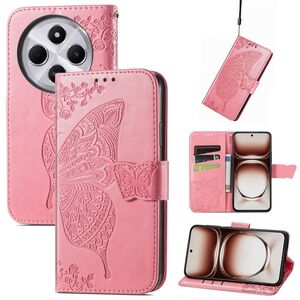 Fr Xiaomi Redmi 14C Kunstleder Book Wallet Schmetterling Hlle Pink