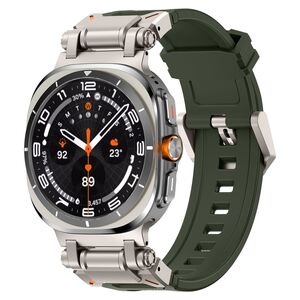 F�r Samsung Galaxy Watch Ultra 47mm Silikon Titanlegierung Band Gr�n