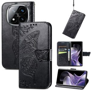 Fr Xiaomi Redmi Note 14 Pro Plus 5G Kunstleder Wallet Hlle Schwarz