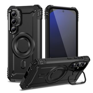 F�r Samsung Galaxy S24 FE Hybrid MagSafe Ring Schutz H�lle Schwarz