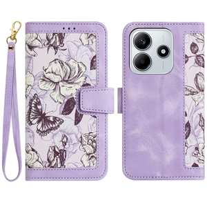 Fr Xiaomi Redmi Note 14 5G Kunstleder Book Wallet Blumen Hlle Lila