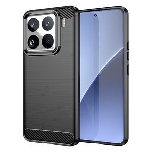 F�r Xiaomi 15 Pro Schock Carbon Design Textur TPU Handy H�lle Schwarz