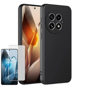 Fr OnePlus 13 TPU Silikon Hlle dnn Schwarz + 4D Curved Hart Glas