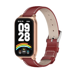 F�r Xiaomi Smart Band 9 Active / Redmi Band 3 Leder Band Metallrahmen