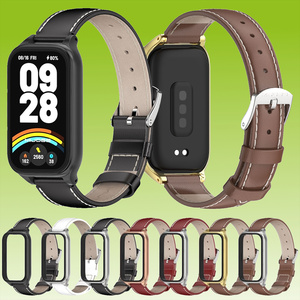 F�r Xiaomi Smart Band 9 Active / Redmi Band 3 Leder Arm Band mit Metallrahmen