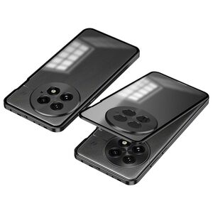 Fr OnePlus 13 Snap Verschluss Metall Rahmen Mattierte Hlle Schwarz