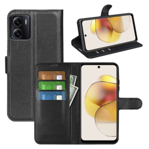 F�r Motorola Moto E15 / Moto G05 Kunstleder Book Tasche H�lle Schwarz