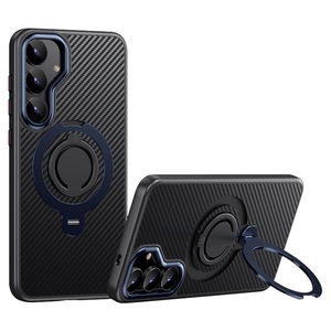 F�r Samsung Galaxy S25 Plus MagSafe Carbon Design TPU Ringhalter H�lle