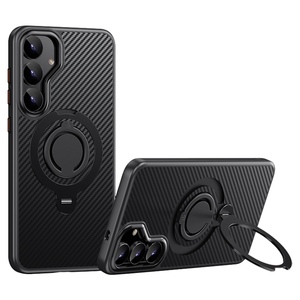 F�r Samsung Galaxy S25 Plus MagSafe Carbon Design TPU Ringhalter H�lle