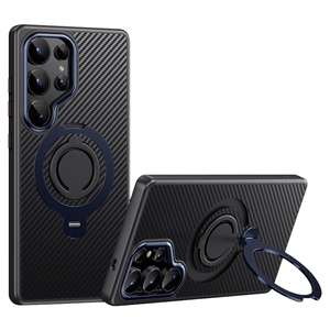 Fr Samsung Galaxy S25 Ultra MagSafe Carbon Design TPU 360 Ring Hlle
