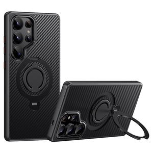 F�r Samsung Galaxy S25 Ultra MagSafe Carbon Design TPU 360 Ring H�lle