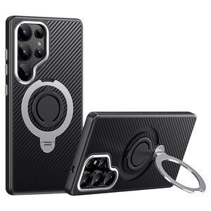 F�r Samsung Galaxy S25 Ultra MagSafe Carbon Design TPU 360 Ring H�lle