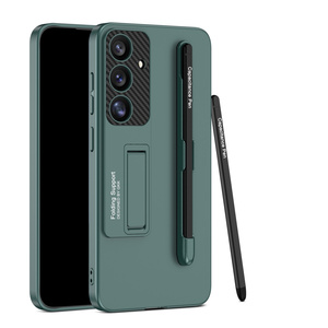 F�r Samsung Galaxy S25 GKK D�nne H�lle Stifthalterung + Stift Gr�n