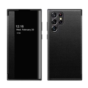 F�r Samsung Galaxy S25 Ultra 5G Mirror View Smart Cover H�lle Schwarz
