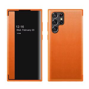 F�r Samsung Galaxy S25 Ultra 5G Mirror View Smart Cover H�lle Orange