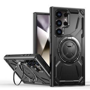 F�r Samsung Galaxy S25 Ultra Armor MagSafe Magnet Ring H�lle Schwarz
