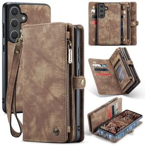 Fr Samsung Galaxy S25 5G Kunstleder Multifunktion Tasche Hlle Braun