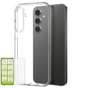 F�r Samsung Galaxy S25 Silikon TPU Handy H�lle Transparent + Hart Glas