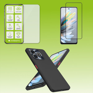 F�r ZTE Blade A75 4G Silikon Schutz H�lle Tasche TPU 9H Hart Glas Folie AUSWAHL