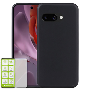 F�r Google Pixel 9a Silikon TPU Schutz H�lle Schwarz + H9 Hart Glas