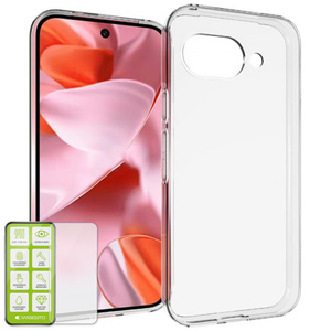 F�r Google Pixel 9a Silikon TPU Handy H�lle Transparent + H9 Hart Glas