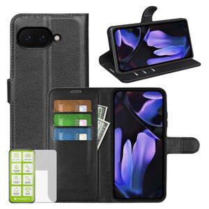 F�r Google Pixel 9a Kunstleder Book Wallet Tasche H�lle + H9 Hart Glas