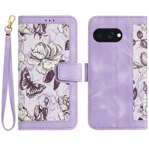 F�r Google Pixel 9a Kunstleder Book Wallet Blumen Tasche H�lle Lila