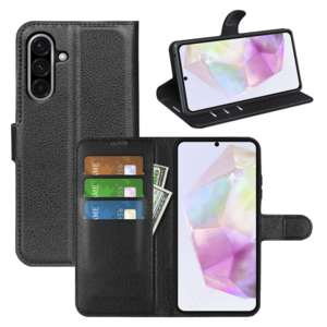 F�r Samsung Galaxy A56 / A36 Kunstleder Wallet Tasche H�lle Schwarz