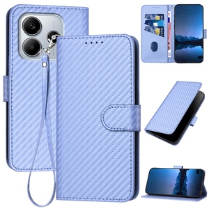 Fr Xiaomi Redmi Note 14 5G Carbon Fiber Kunstleder Hlle Hellblau
