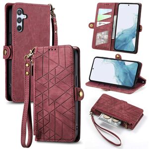 Fr Samsung Galaxy A56 / A36 Kunstleder Zipper Book Wallet Tasche Rot